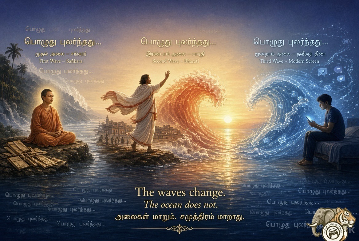 Three Waves Across Time in the Ocean of Vedanta